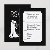 Klassieke zwarte en witte menukeuze RSVP (Voorkant / Achterkant)