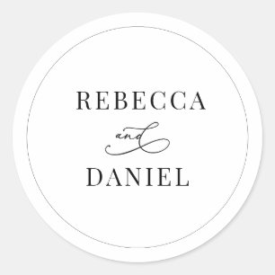 Klassieke zwarte en witte persoonlijke namen bruil ronde sticker