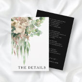 Klassieke Zwarte En Witte Pioenrozen Huwelijksdeta Informatiekaartje