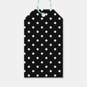 Klassieke zwarte en witte pokadots cadeaulabel