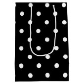 Klassieke zwarte en witte pokadots medium cadeauzakje (Achterkant)