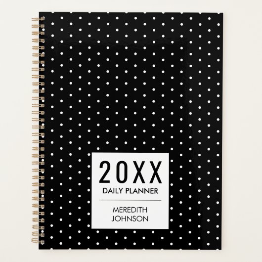 Klassieke Zwarte En Witte Stippen Dagelijks Planner (Voorkant)