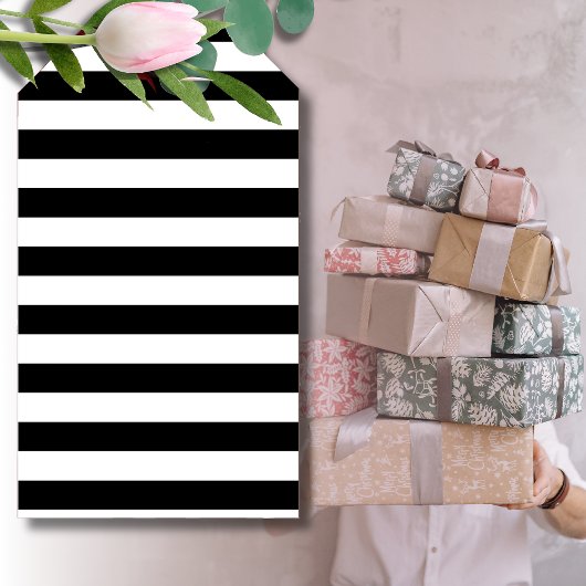  klassieke zwarte en witte strepen cadeaulabel