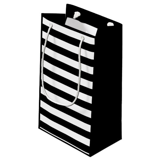  klassieke zwarte en witte strepen klein cadeauzakje (Achterkant Gekanteld)