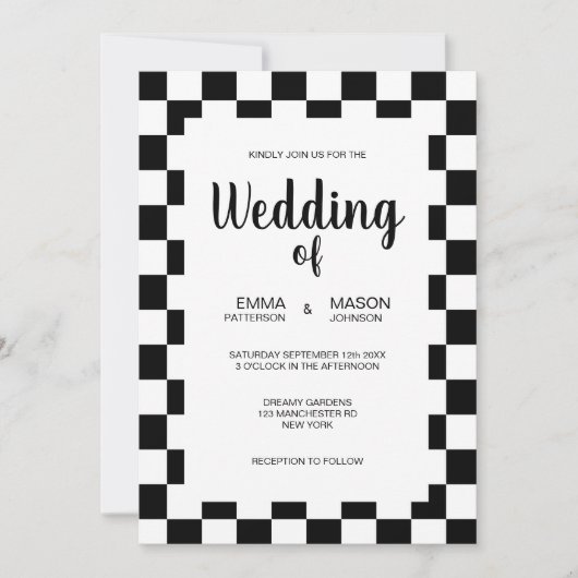 Klassieke Zwarte en Witte Tegel Kader Kaart (Voorkant)