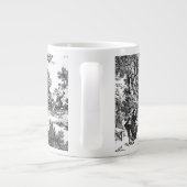 Klassieke zwarte en witte toile extra grote mok (Achterkant)