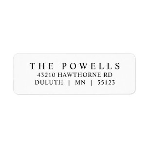 Klassieke Zwarte en Witte Typografie Retouradres Etiket