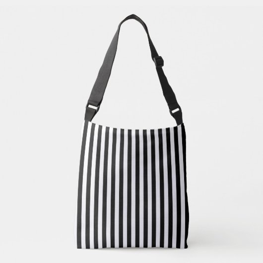 Klassieke zwarte en witte verticale strepen crossbody tas (Voorkant)