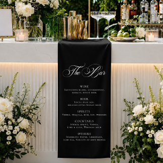 Klassieke Zwarte Huwelijksbar Menu Ontvangst Decor Spandoek
