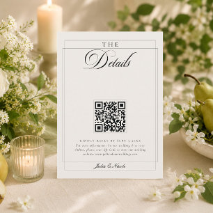 Klassieke Zwarte Ivoor Kalligrafie QR Code Details Informatiekaartje