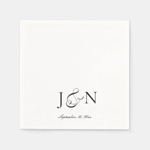 Klassieke Zwarte Ivoorscript Calligrafie Bruiloft Servet
