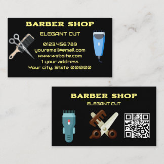 Klassieke Zwarte Kapperzaak QR Code Kapsalon Visitekaartje
