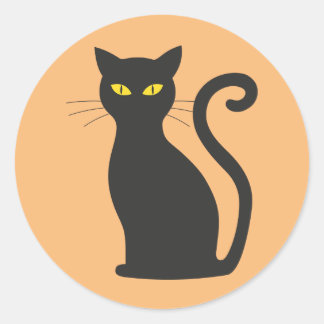 Klassieke zwarte kat-stickers ronde sticker