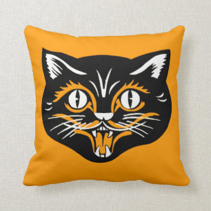 Klassieke zwarte kat-vlakken Kussen