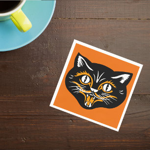Klassieke zwarte kat-vlakken Servet