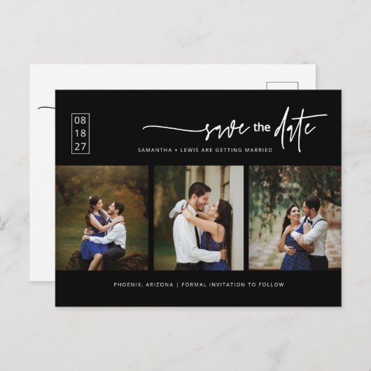 Klassieke zwarte minimale QR-fotocode Opslaan datu Briefkaart (Voorkant / Achterkant)