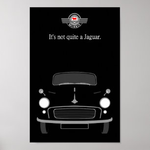 Klassieke  zwarte Morris Minor-auto Poster