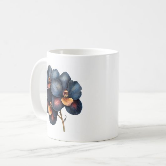 Klassieke zwarte orchidee koffie mok (Voorkant links)