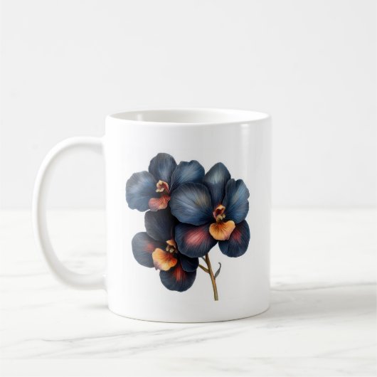Klassieke zwarte orchidee koffie mok (Links)