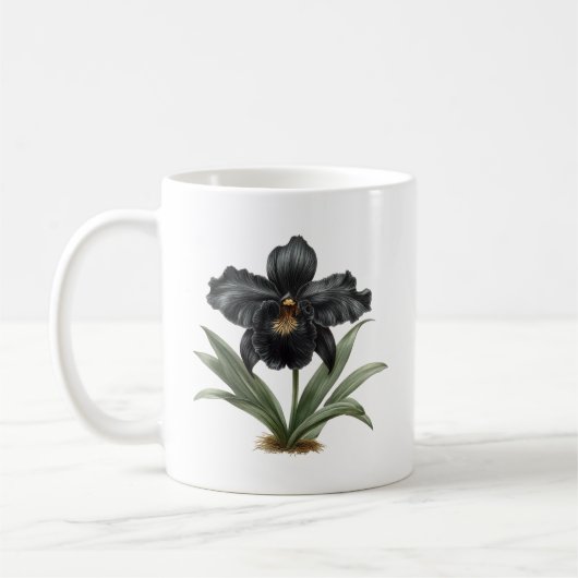 Klassieke zwarte orchidee koffie mok (Links)