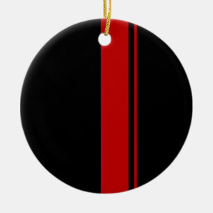 Klassieke zwarte & RED-raastripes Keramisch Ornament