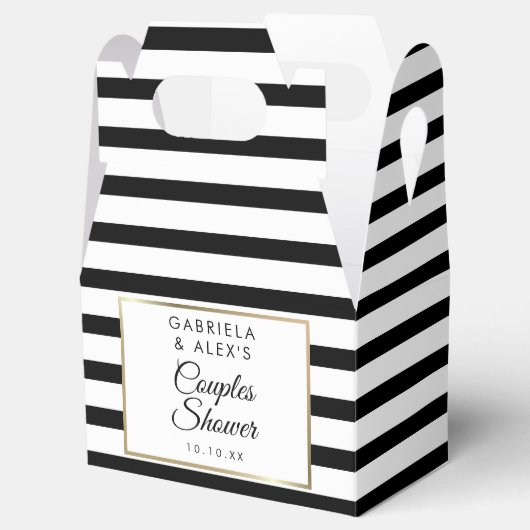 Klassieke Zwarte Streep Gouden Bruiloft Feest Bedankdoosjes (Geopend)