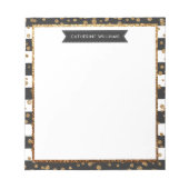Klassieke zwarte Stripe Gold Glitter Sparkle Confe Notitieblok (Voorkant)