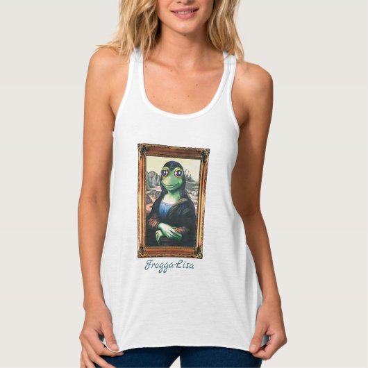 Klassieke zwarte Tanktop Mona Lisa Frog (Voorkant)
