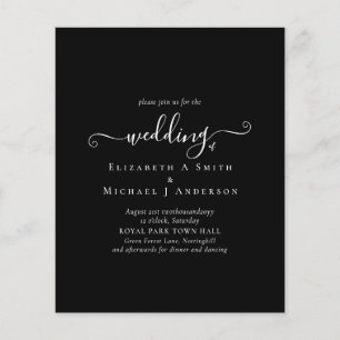 Klassieke zwarte witte budget trouwuitnodiging fly flyer