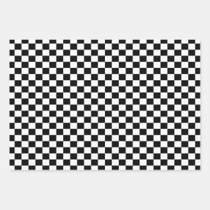 Klassieke zwarte & witte chequer inpakpapier vel