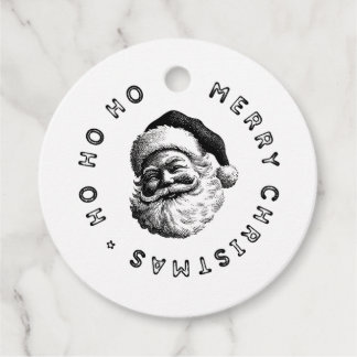 Klassieke Zwarte & Witte Kerstman Gelukkig Kerstmi Bedankjes Labels
