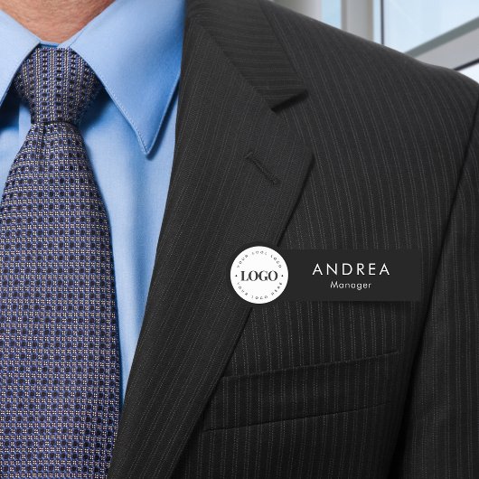 Klassieke zwarte & witte ronde cirkel - Aangepaste Naamplaatje