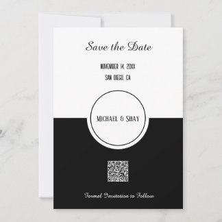 Klassieke Zwarte & Witte Save the Date Plat Kaart