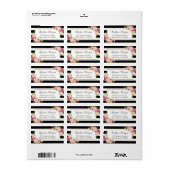 Klassieke zwarte witte strepen roze vlinderdecor etiket (Full Sheet)