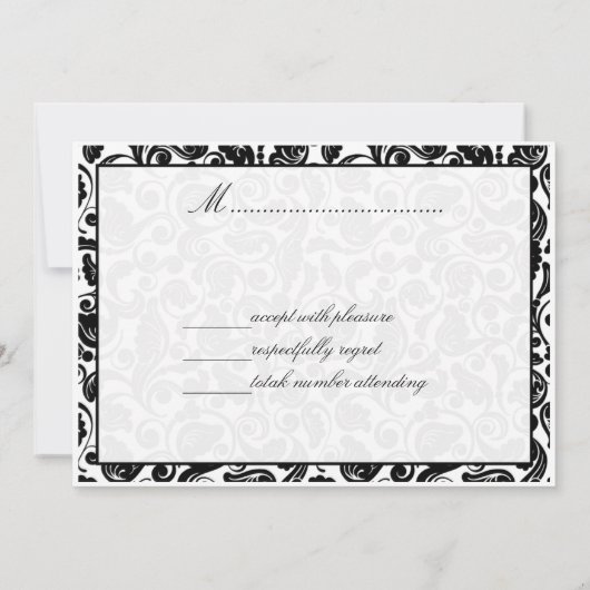 Klassieke zwarte & witte trouw uitnodigingskaart A Kaart (Achterkant)