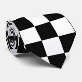 Klassieke zwarte witte vierkantjes Retro Checkerbo Stropdas (Opgerold)