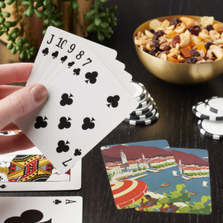 Klassieke Zwitserse Reisadvertentie Kunst Pokerkaarten
