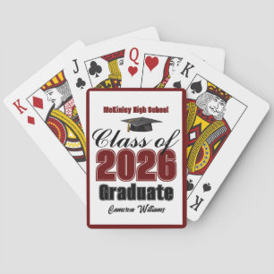 Klassikaal maroon 2026 aangepaste afstudeerfeestje pokerkaarten