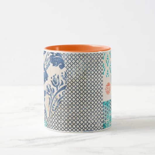 Klassisches Patchworkmuster in Indigo und Türkis  Mok (Midden)