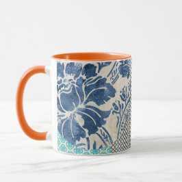 Klassisches Patchworkmuster in Indigo und Türkis  Mok