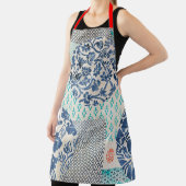 Klassisches Patchworkmuster in Indigo und Türkis Schort (Insitu)