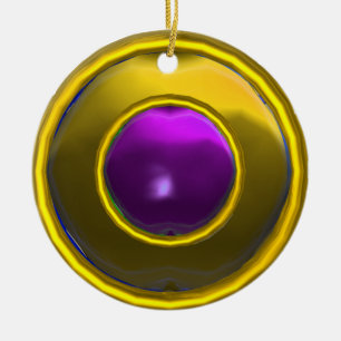 KLASSY AMETHYST EN TOPAZ GEM STONES KERAMISCH ORNAMENT