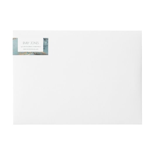 KLASSY AQUA DUSKY BLUE GOLD AGATE MONOGRAM WEDDING (Voorkant)