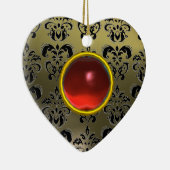 KLASSY BLACK GRAY RED DAMASK EN RUBY GEM STONE KERAMISCH ORNAMENT (Rechts)