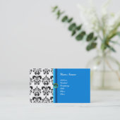 KLASSY DAMASK MONOGRAM blue aquamarine Visitekaartje (Staand voorkant)