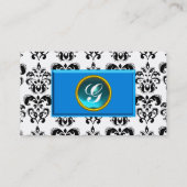 KLASSY DAMASK MONOGRAM blue aquamarine Visitekaartje (Achterkant)