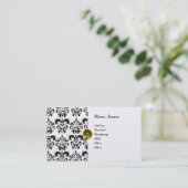 KLASSY DAMASK MONOGRAM metallic platina Visitekaartje (Staand voorkant)