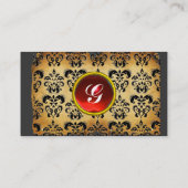 KLASSY DAMASK PARCHMENT MONOGRAM rood zwart Visitekaartje (Achterkant)