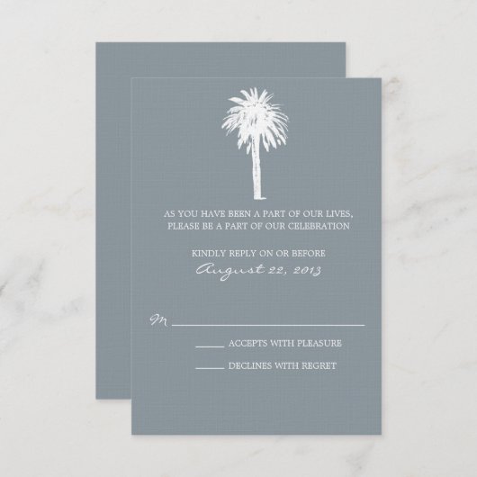 Klassy Gray Palm Tree Destination RSVP (Voorkant / Achterkant)