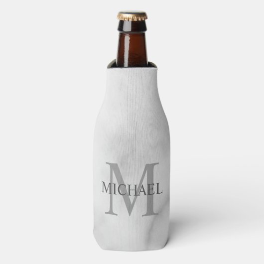 Klassy Marble - Gepersonaliseerd monogram en naam Flesjeskoeler (Fles Voorkant)